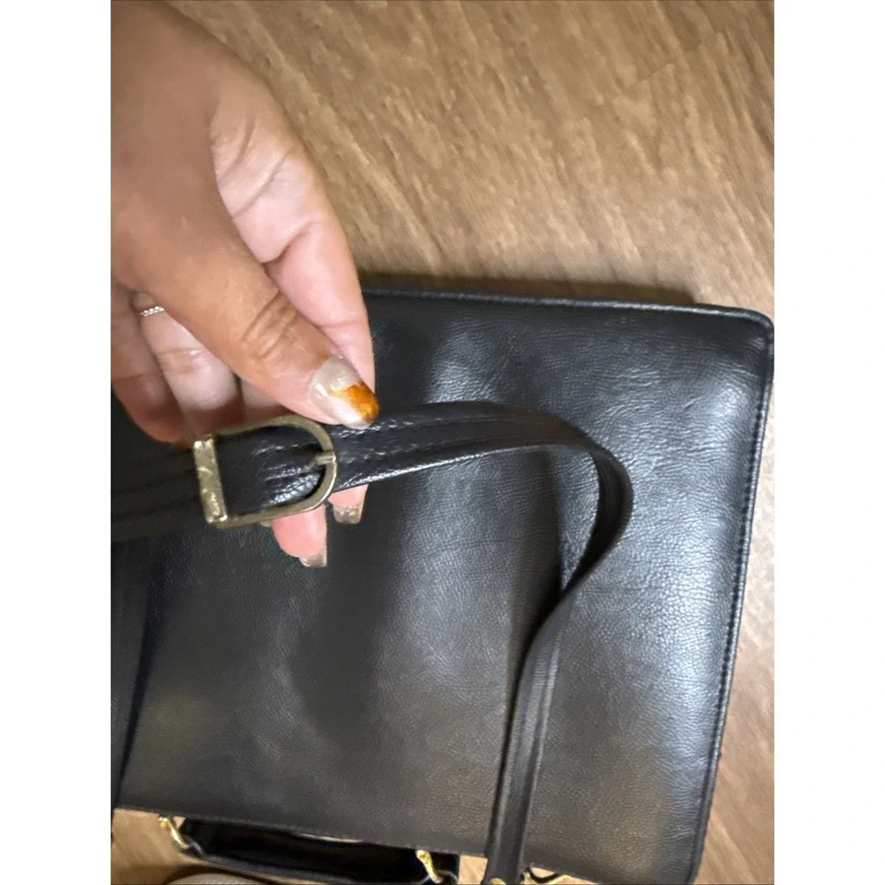 Pierre BALMAIN Paris Vintage Leather Briefcase Black Gold 80s Laptop Bag - Picture 11 of 11